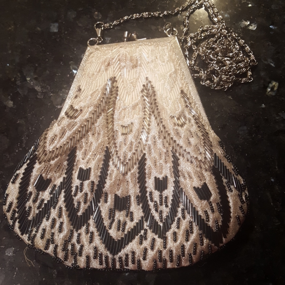 Vintage Fine Arts Bag NYC Beaded Black & White